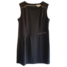 Michael Kors A-Line Midi Dress Black With Zipper Accents Women's Size Medium