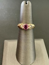 14k Yellow Gold Pink Sapphire And Diamond Ring (L65)