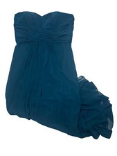 Davids Bridal Women's Sz 12 Strapless Dress Formal Wedding Prom Teal