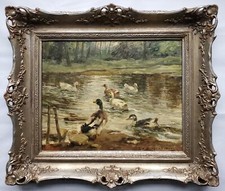 Gemälde Öl Landschaft Tiere