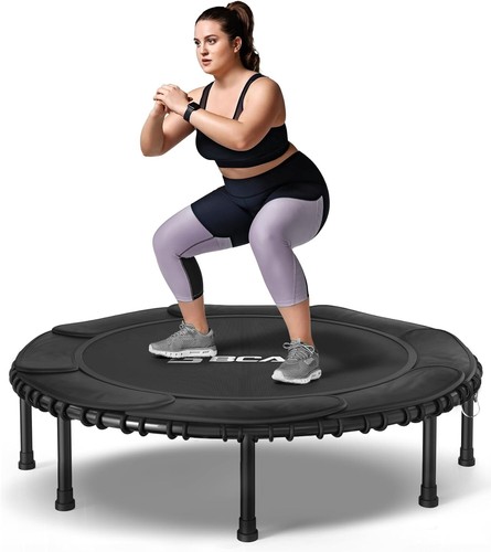 Jump Into Fun 48'' Foldable Mini Trampoline With Durable Bungees And Fitness Rebounder Trampoline Adults 330lbs Indoor Outdoor Workout Trampol