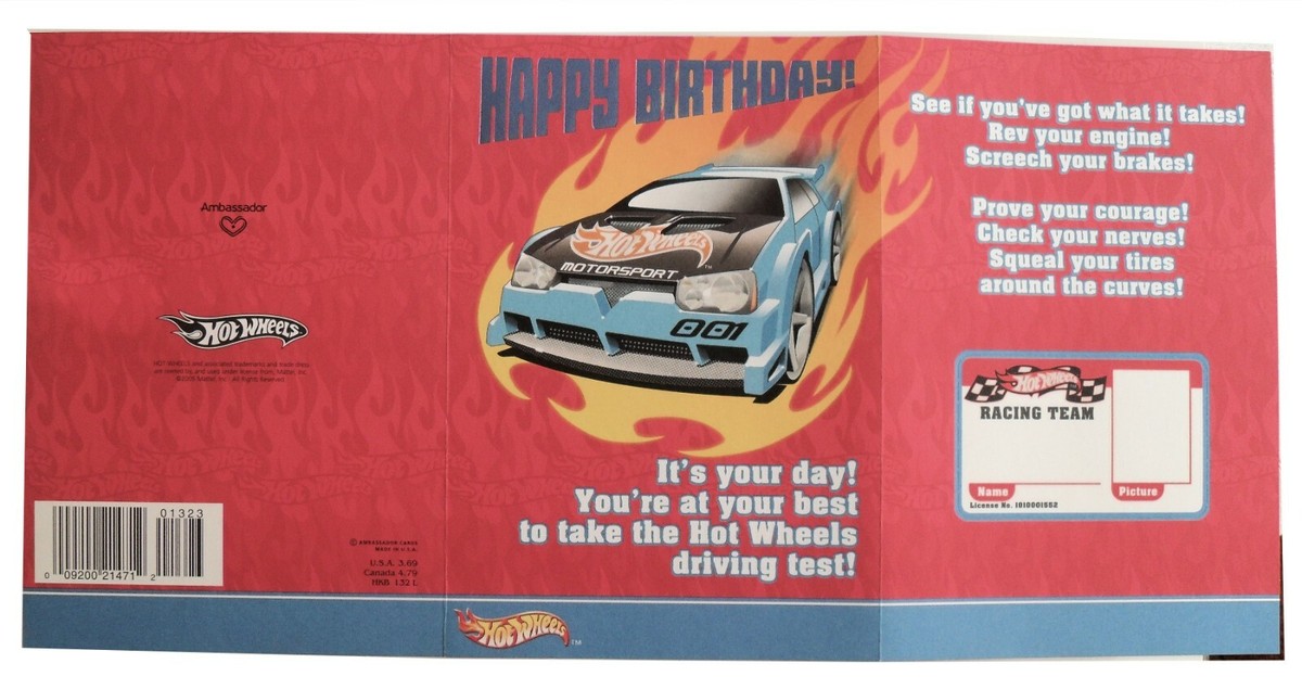 Hot Wheels Racing Greeting Card Birthday - Racing Team