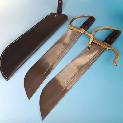 Dagger Martial Arts Exercise Dao Double Knives Damascus FoldedSteel Battle Ready