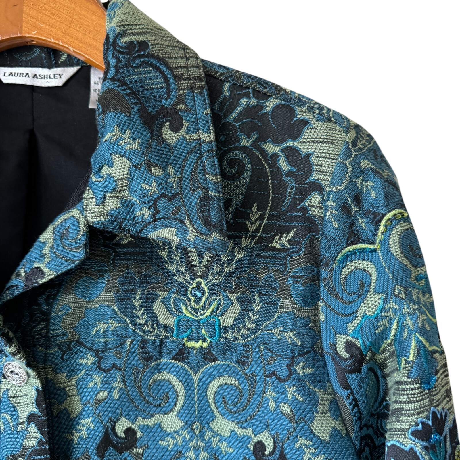 Laura Ashley Small Button Up Jacket Embroidered B… - image 16