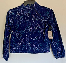 NWT SO Girls Youth Long Sleeve Fleece Sweatshirt Dark Blue Printed Scrolls Large