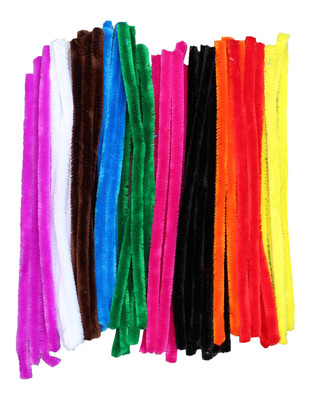 50 GIANT Pipe Cleaners Chenille Stems 30cm x 12mm Assorted Colours ...