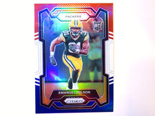 2023 Panini Prizm Emanuel Wilson Red White Blue Prizm Rookie Card #335 Packers
