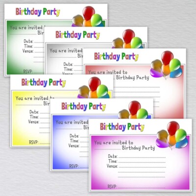 Kindergeburtstag Party Einladungen Paket Jungen Mädchen Einladungen Umschläge Luftballons Blanko