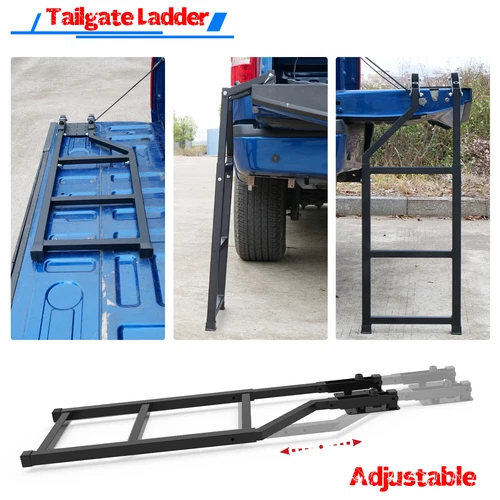 WOLFSTORM Tailgate Ladder Foldable Truck Tailgate Ladder Universal Parts Pickup