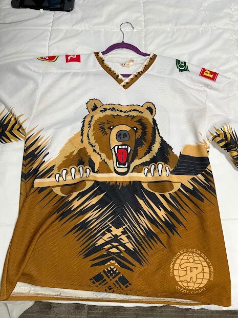 Very Rare Men's Bears Brown and White Hockey Jersey Size Large
