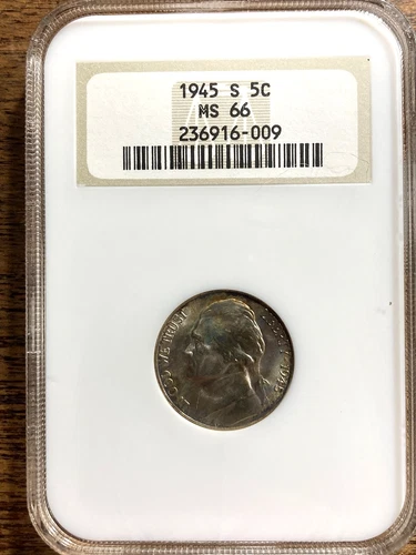 1945-S Jefferson **SILVER WAR NICKLE** NGC MS-66!!!   