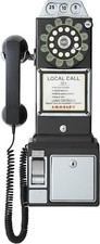 Crosley 1950s Old Fashioned Payphone With Push Button Technology Black
