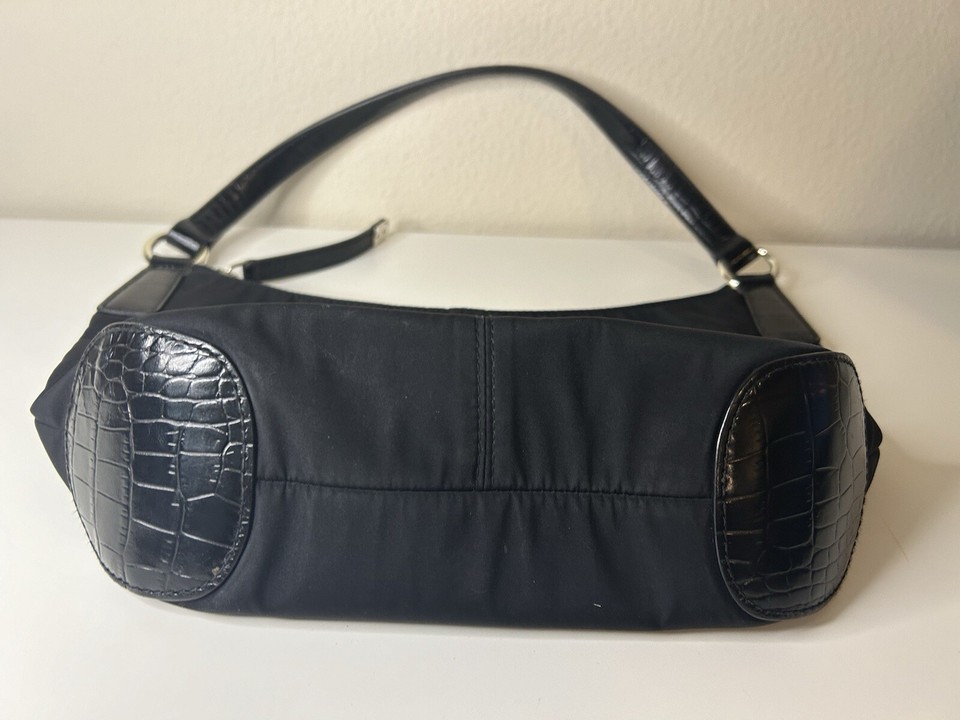 Lauren Ralph Lauren Black Nylon Faux Leather Shoulder Bag Strap Y2K