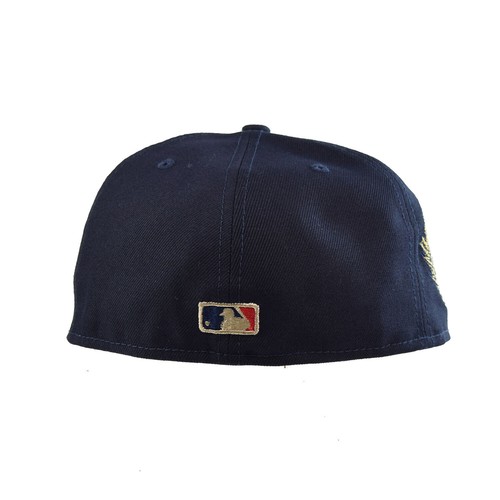 New Era Atlanta Braves Laurel Sidepatch 59Fifty Men's Fitted Hat Navy-Green - Picture 3 of 5