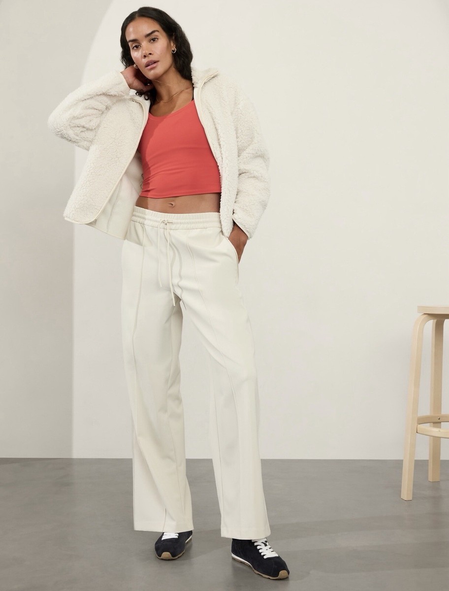 Athleta Endeavor High Rise Relaxed Pant size L Large Bone #477842