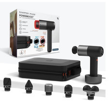 Sharper Image Powerboost Pro Percussion Massage Gun Hot/Cold Quiet 6 Heads
