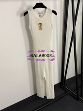 front split knit sleeveless vest dress long skirt