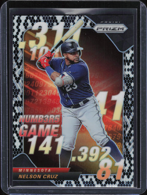 2020 Panini Prizm #NG-7 Nelson Cruz Numbers Game Snake Skin Prizm /50