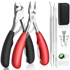 Modacraft 8 PCS Podiatrist Toenail Clippers, Professional Heavy Duty Set, Red 