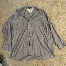 Tommy Hilfiger Vintage Shirt Mens L/Large 17-34 Gray/Red Crest Button Down