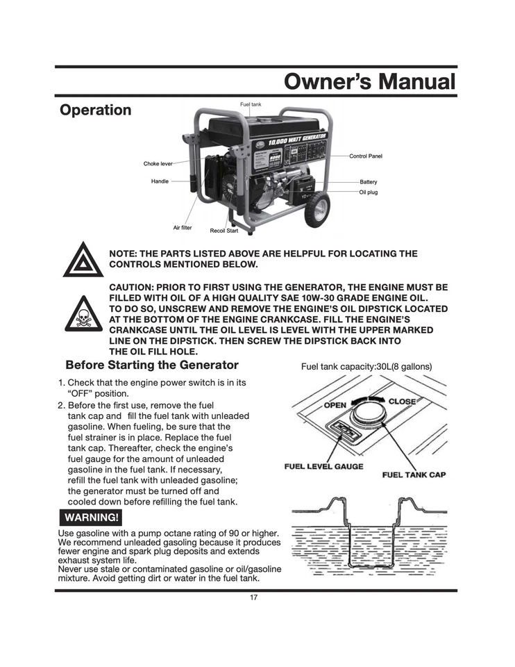 Owners Manual & Parts All-Power 10,000-Watt Portable Generator Model APGG10000 - Image 3 of 4