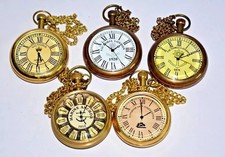 5 PC Vintage Elgin Pocket Watch Lot - Brass Finish - Antique Style Collectible