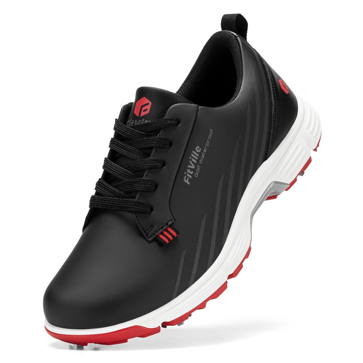 FitVille Men's Spiked Golf Shoes Water-Resistant Lightweight w