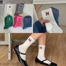Women Crew Sport Casual Classic Color Solid Calf Girl Fashion Soft Socks 5 Pairs