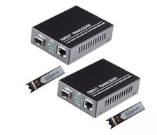 A Pair Gigabit Ethernet SFP Fiber Media Converters with Dual Core LC