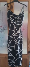 Boohoo Black and White Satin Maxi Dress Size 10