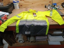 BULWARK SLB4HG RG L Flame-Resistant Collared Shirt,L,Yl/Gy 458L60