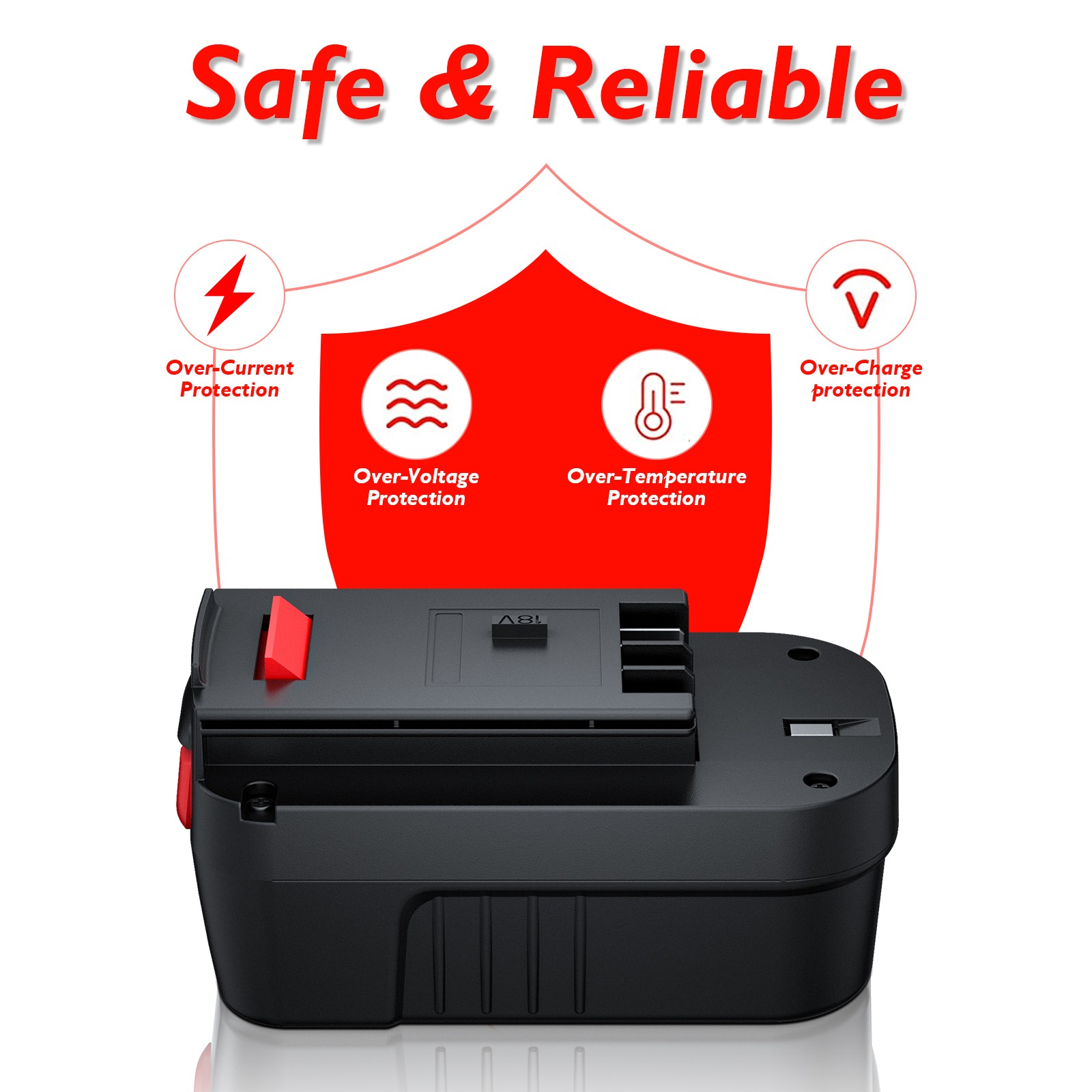 8000mAh w/LED Battery 18V for Black and Decker HPB18 HPB18-OPE 1/4PACK