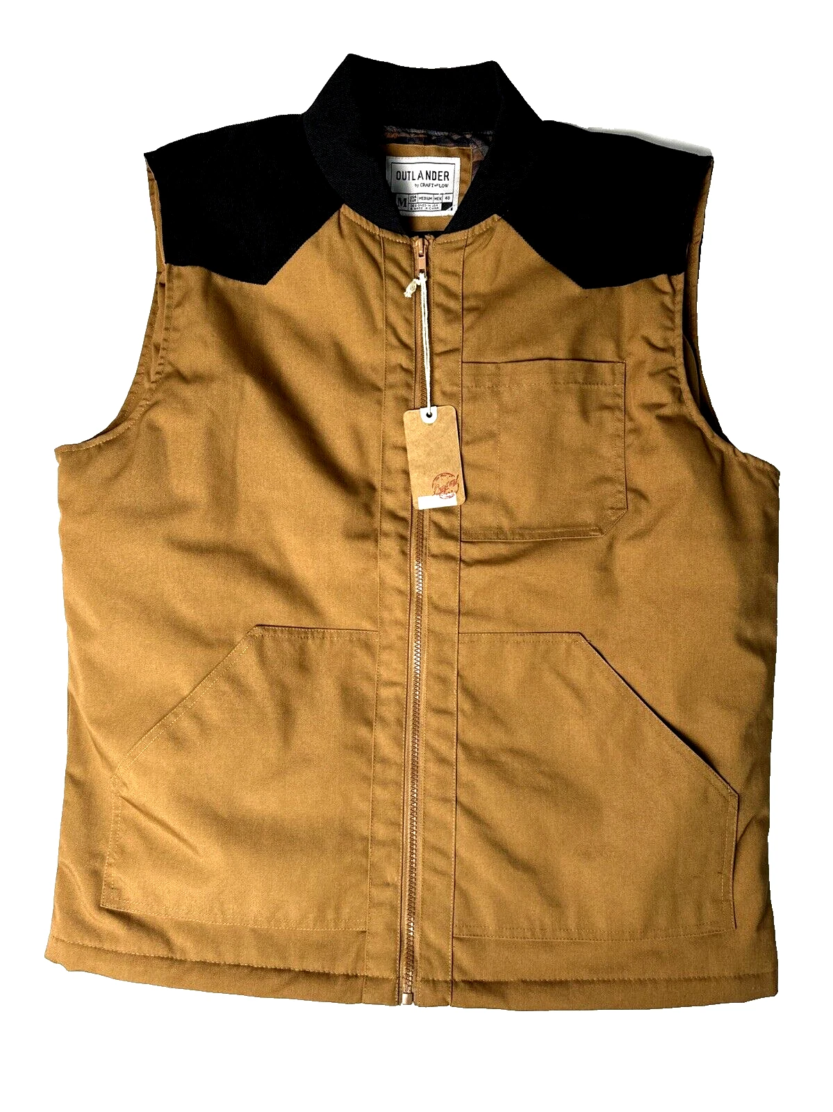 Outlander Flannel Lined Brown Outdoor Vest Men’s Size: MEDIUM Hunting Hiking NWT