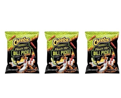 Cheetos Cheese Crunchy Flamin' Hot Dill Pickle 8.5oz 3 Bags Limited Edition