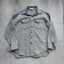 Vintage 70s Woolrich Flannel Shirt Jacket Wool Green
