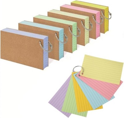 6 Stück 300 Stück Lernkarten, A7 (12,7 x 7,6 cm) linierte Karteikarten Revisionskarte mit 6