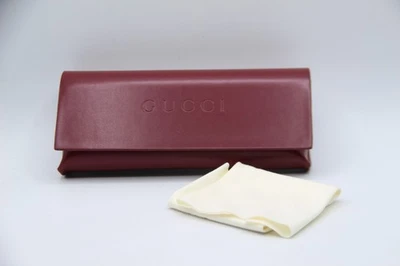 NEW GUCCI RED LEATHER SOFT FLAP CASE SUNGLASSES EYEGLASSES OPTICAL CASE CLOTH