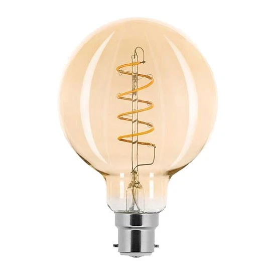 Bombilla LED Filamento Espiral Globe G95 2,5W B22 Oro Extra Cálida 2000K