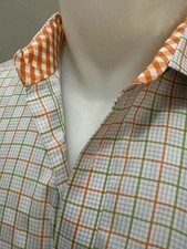 Jack Stone By Thomas Dean Dress Shirt Plaid Flip Cuff Long Sleeve Mens Size L