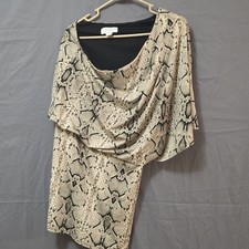 Jessica Simpson Snake Print Cowl Neck Bodycon Dress L Sleeveless Knee Length