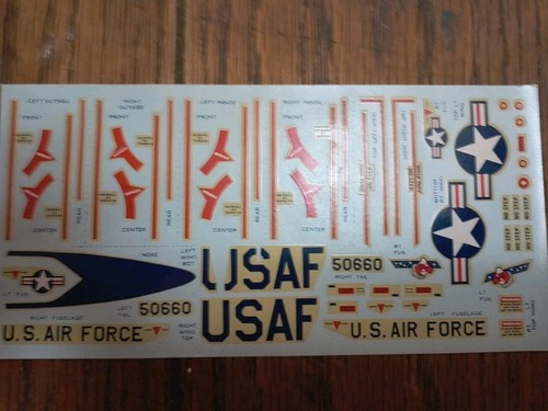 REVELL, VINTAGE 1964 DECALS FOR B-58 HUSTLER,1:93 SCALE