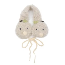  Winter Bandless Faux Fur Earmuffs Chin Tie Foldable Ear One Size Cartoon Beige
