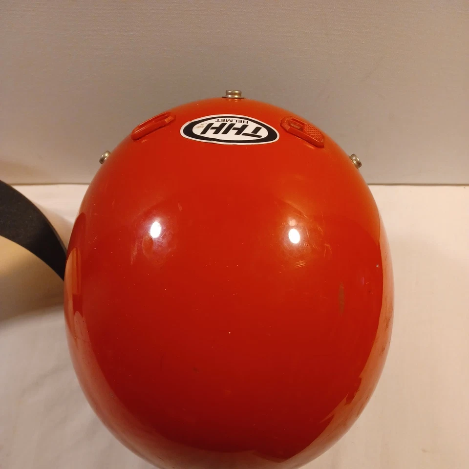 Casco de moto vintage años 90 THH T-380 rojo cara abierta DOT con escudo mediano Foto 3 de 4