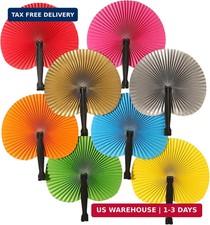 24 Pieces Decorative Paper Folding Hand Fans Handheld,Multicolor Round Wedding F