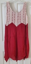 *Entro*Crochet Trim Dress● Maroon&Cream●Sz.Small● Pre-Loved Great Cond●Clean💜