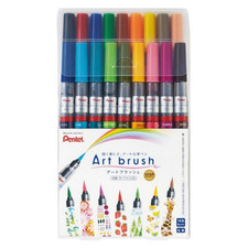 Pentel XGFL-18ST Color Brush Pen 18-Color Set Flexible Water-Based Ink