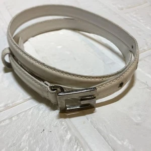 Ancienne ceinture Gucci logo cuir blanc vintage femme du Japon i10494