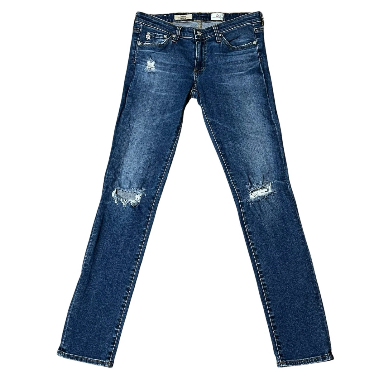 ag stilt cigarette jeans sale Adriano Goldschmied Women's Leg Denim Size 28R Distressed Medium Wash Please note that measurements may vary by size. AG Stilt Jeans for Women