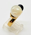 VTG 1970 CHRISTIAN DIOR SIGNED GERMANY GOLDTONE ONYX & MOONSTONE RING SZ 5 1/2 — photo 3