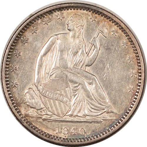 1840-O SEATED LIBERTY HALF DOLLAR HIGH GRADE, AU OR BETTER BUT OLD CLEANING!